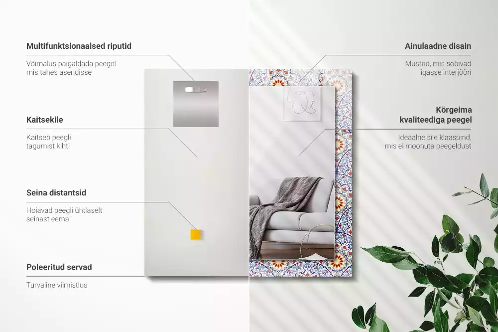 Rechthoekige spiegel met decoratie Mandala's