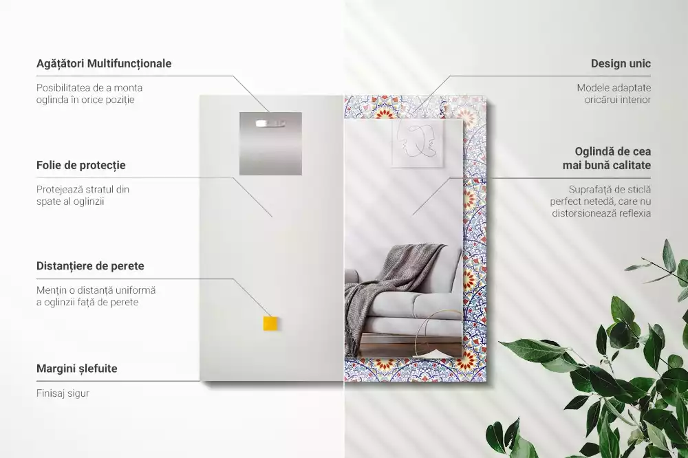 Rechthoekige spiegel met decoratie Mandala's