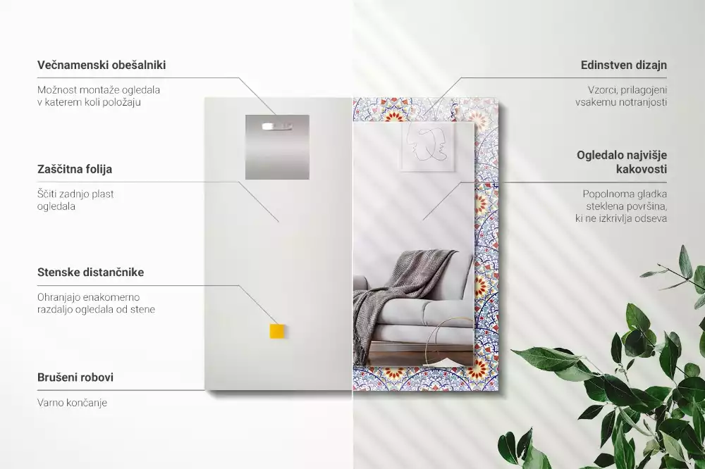 Rechthoekige spiegel met decoratie Mandala's