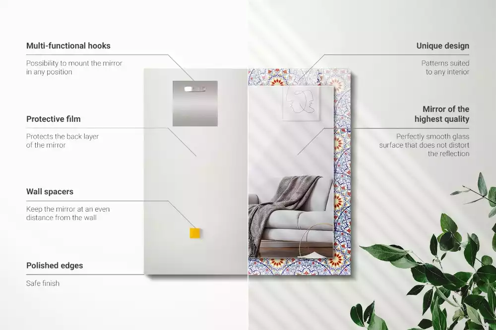 Rechthoekige spiegel met decoratie Mandala's