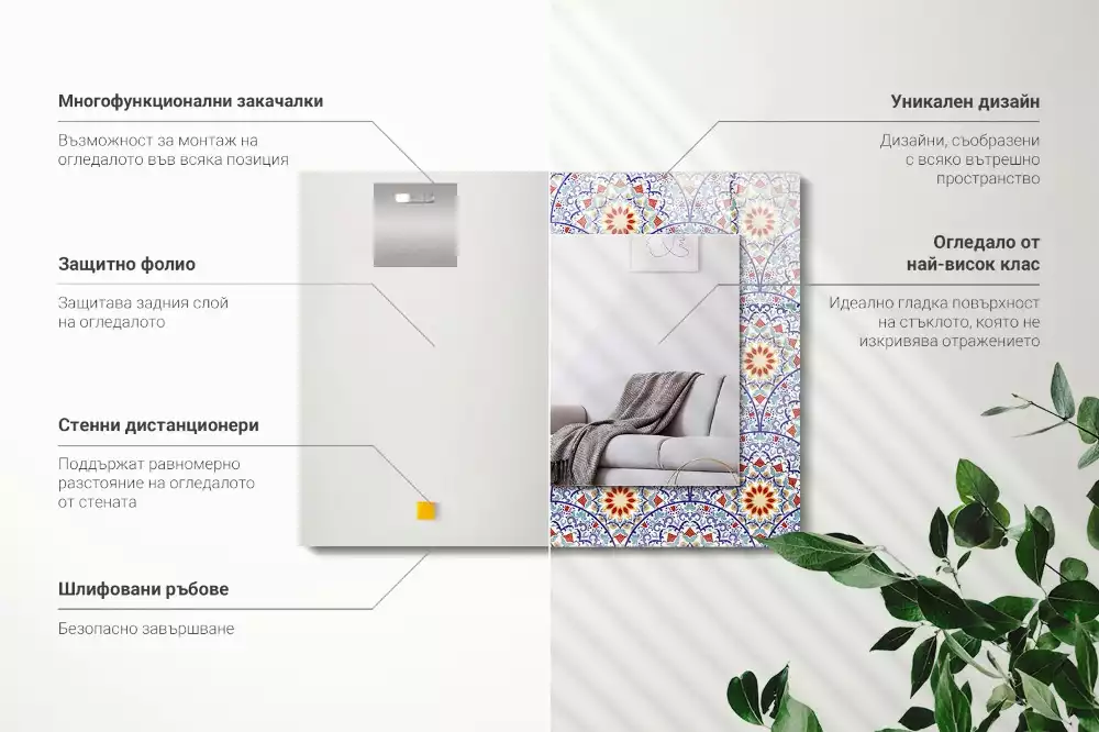 Rechthoekige spiegel met decoratie Mandala's