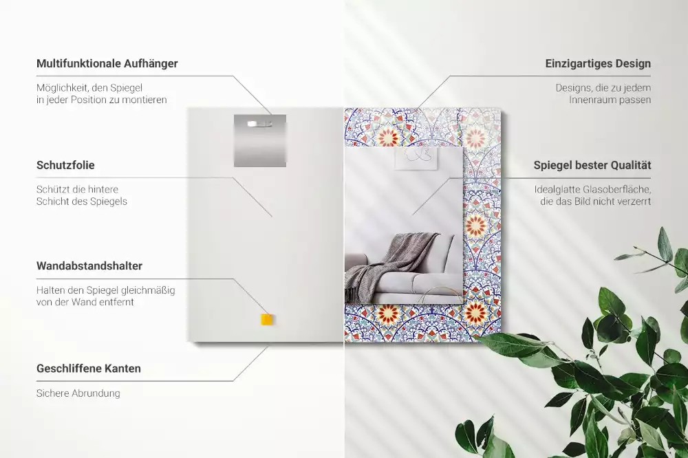 Rechthoekige spiegel met decoratie Mandala's