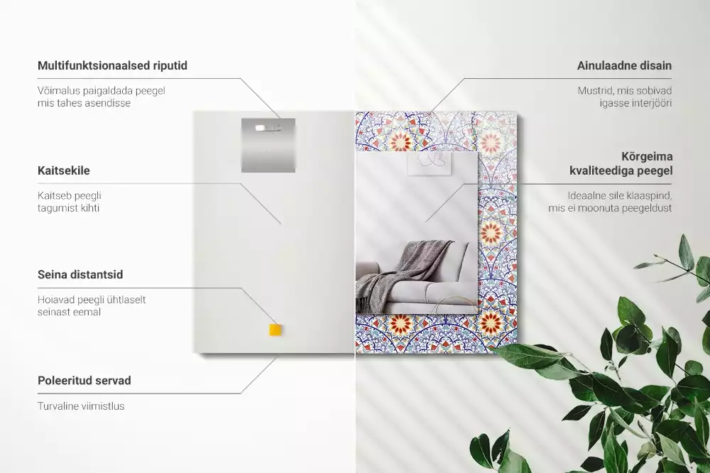 Rechthoekige spiegel met decoratie Mandala's