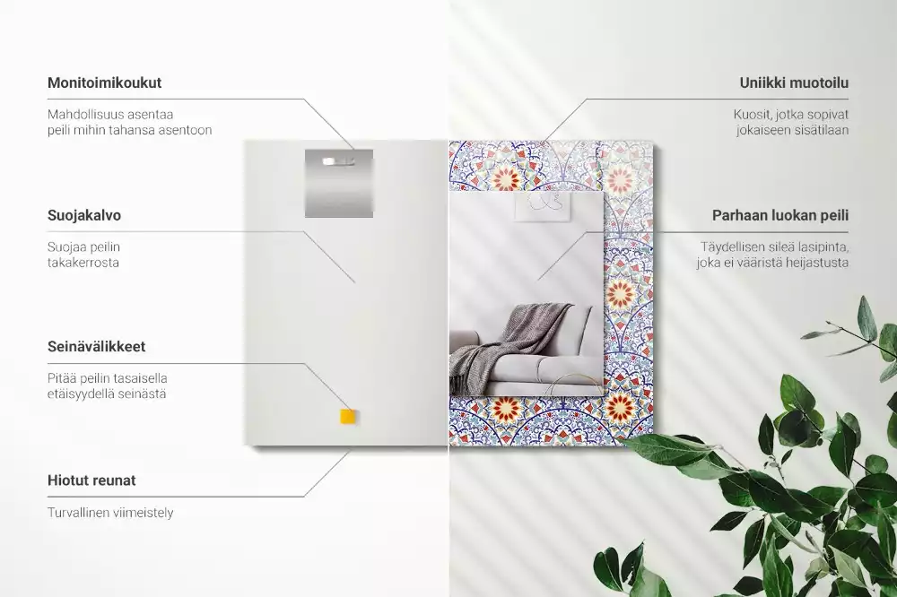 Rechthoekige spiegel met decoratie Mandala's