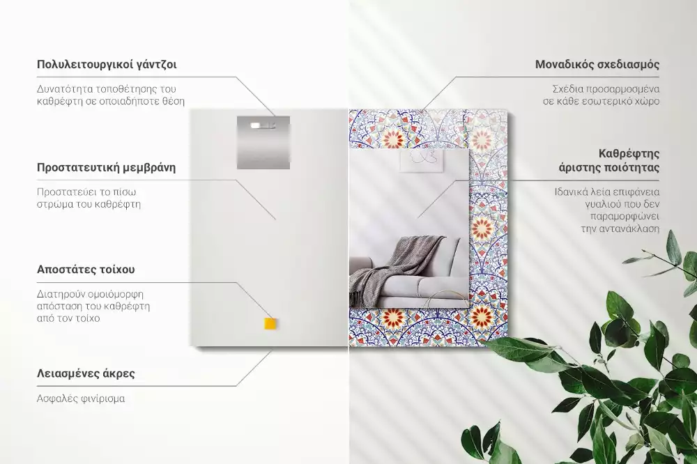 Rechthoekige spiegel met decoratie Mandala's