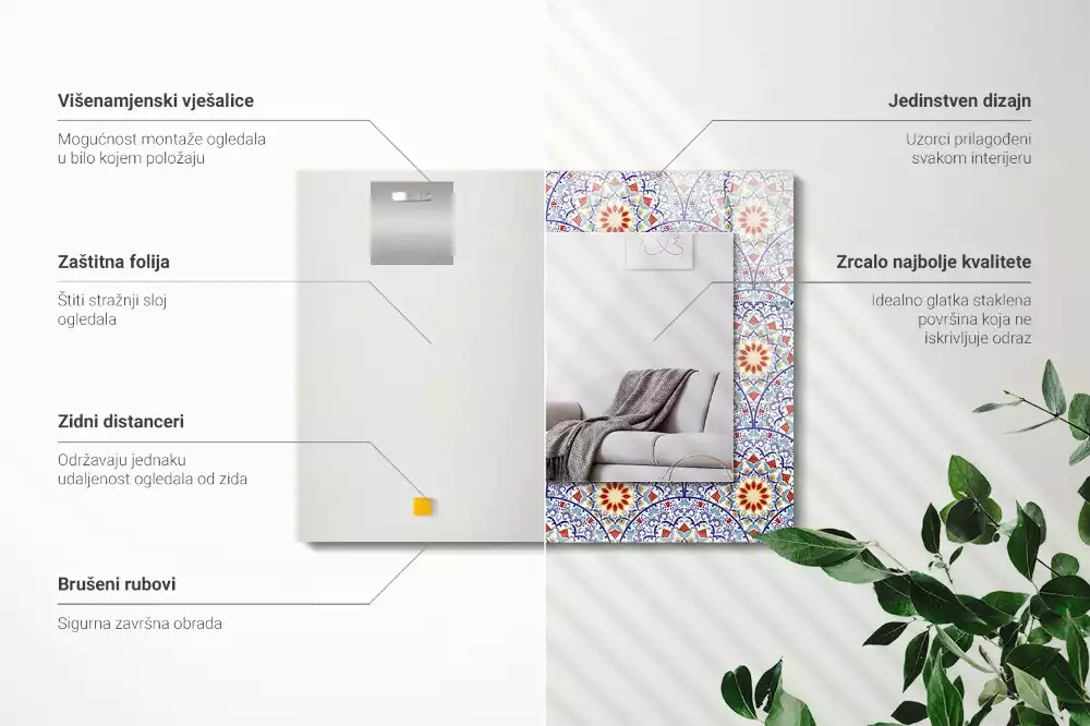 Rechthoekige spiegel met decoratie Mandala's