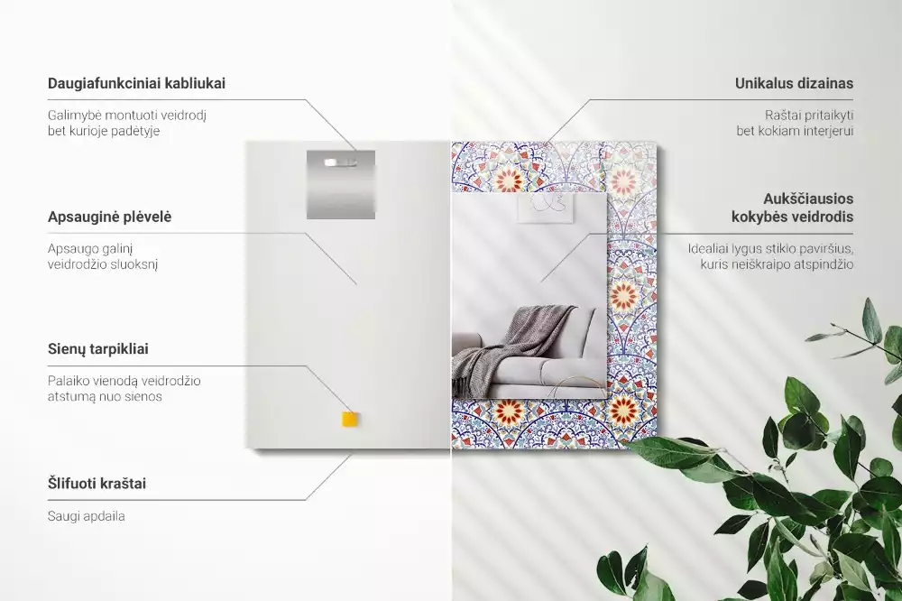 Rechthoekige spiegel met decoratie Mandala's