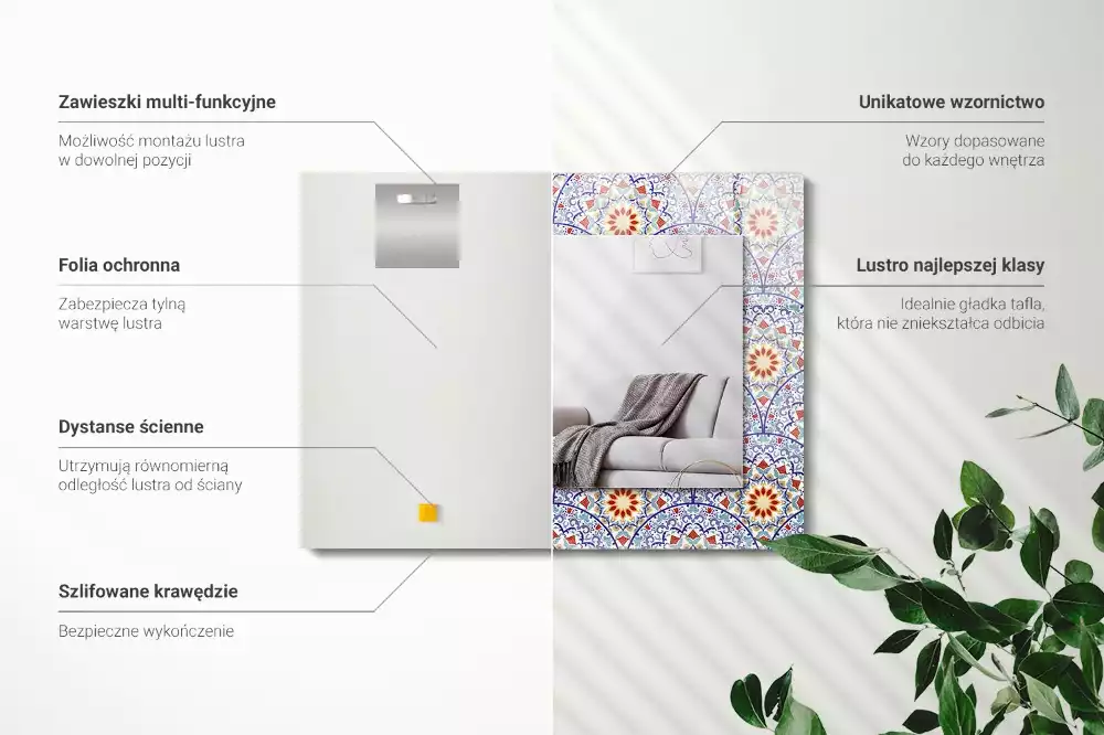 Rechthoekige spiegel met decoratie Mandala's