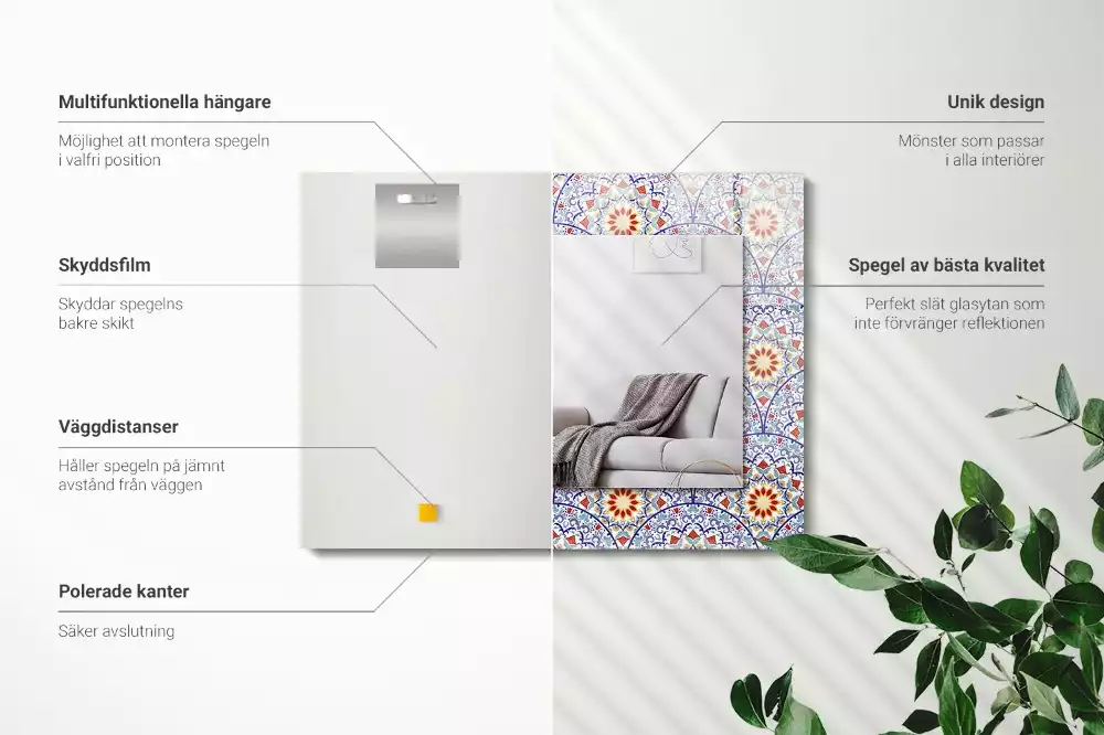 Rechthoekige spiegel met decoratie Mandala's