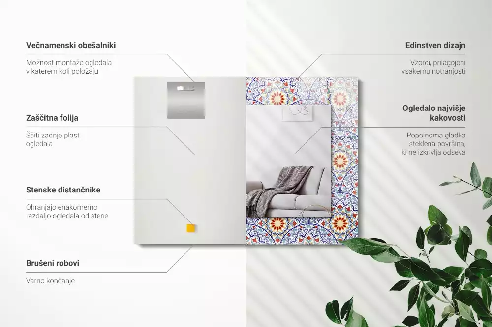 Rechthoekige spiegel met decoratie Mandala's