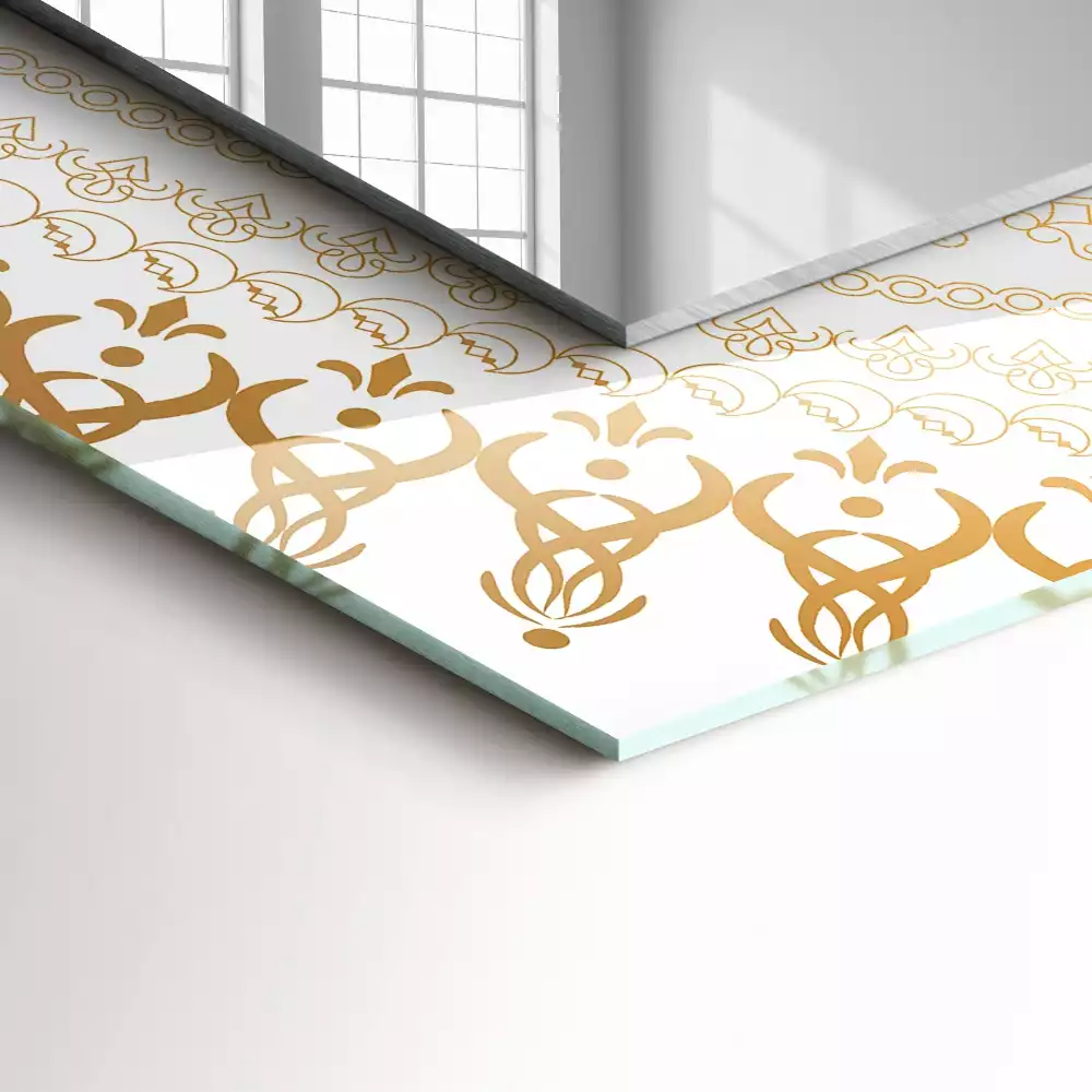 Rechthoekige spiegel lijst met print mandala patroon