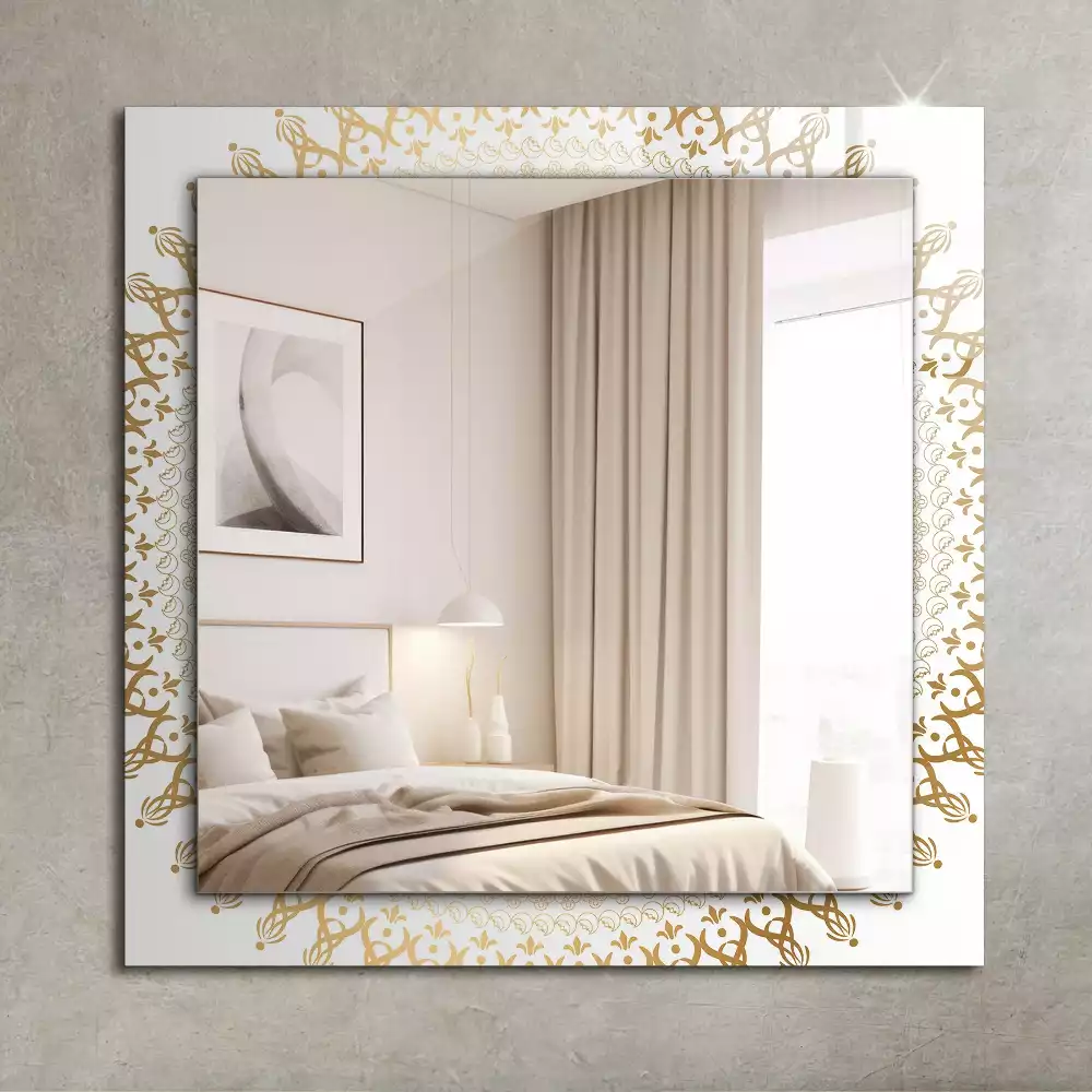 Rechthoekige spiegel lijst met print mandala patroon