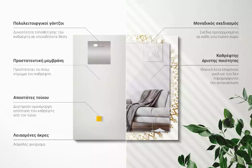 Rechthoekige spiegel lijst met print mandala patroon