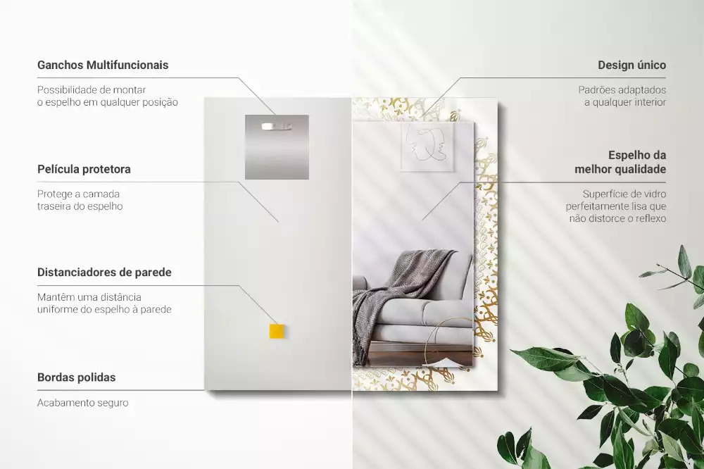 Rechthoekige spiegel lijst met print mandala patroon