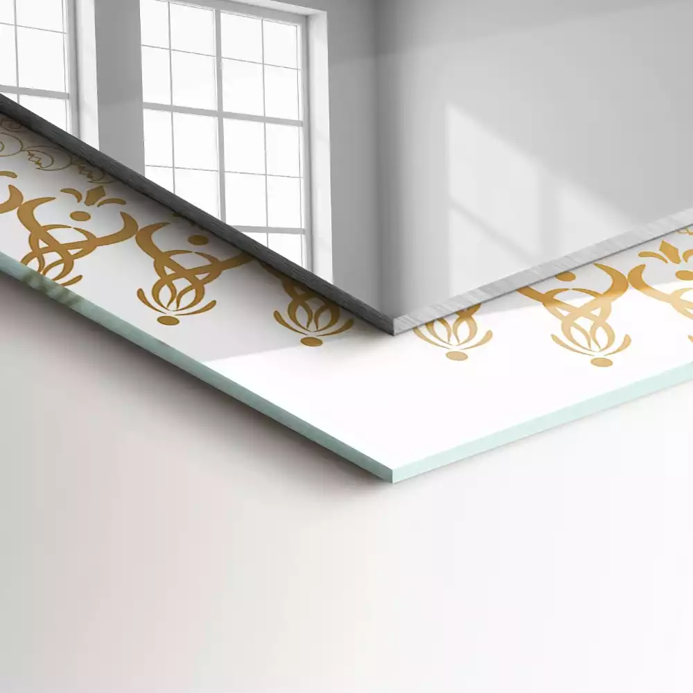 Rechthoekige spiegel lijst met print mandala patroon