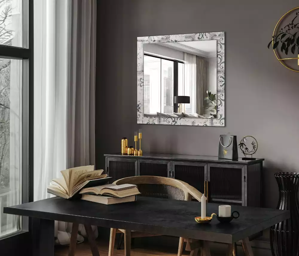 Bedrukte rechthoekige spiegel Tegelpatroon ornamenten