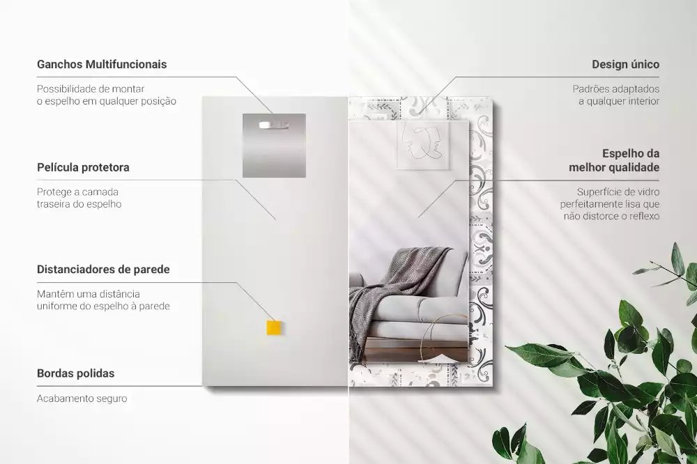 Bedrukte rechthoekige spiegel Tegelpatroon ornamenten