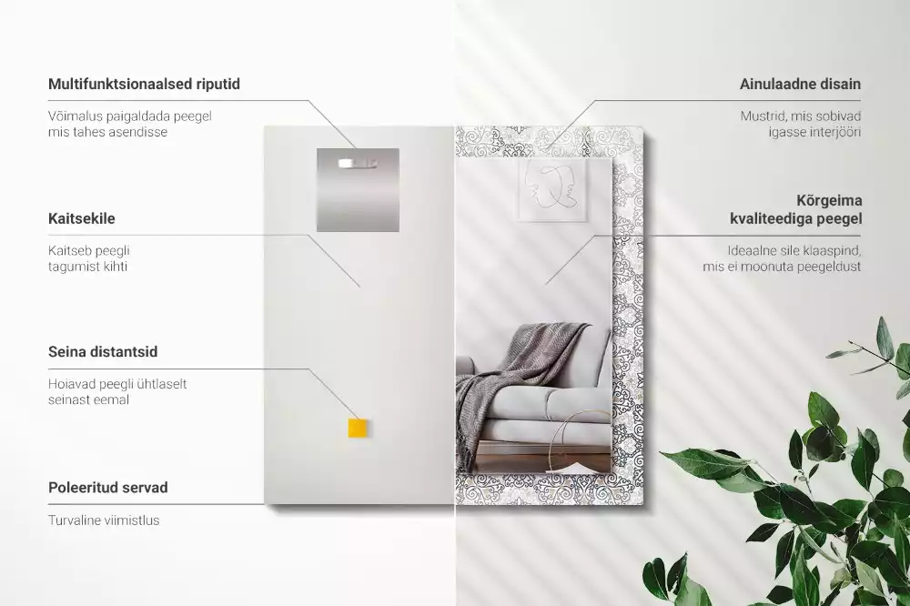 Rechthoekige spiegel met decoratie Ornamentpatroon