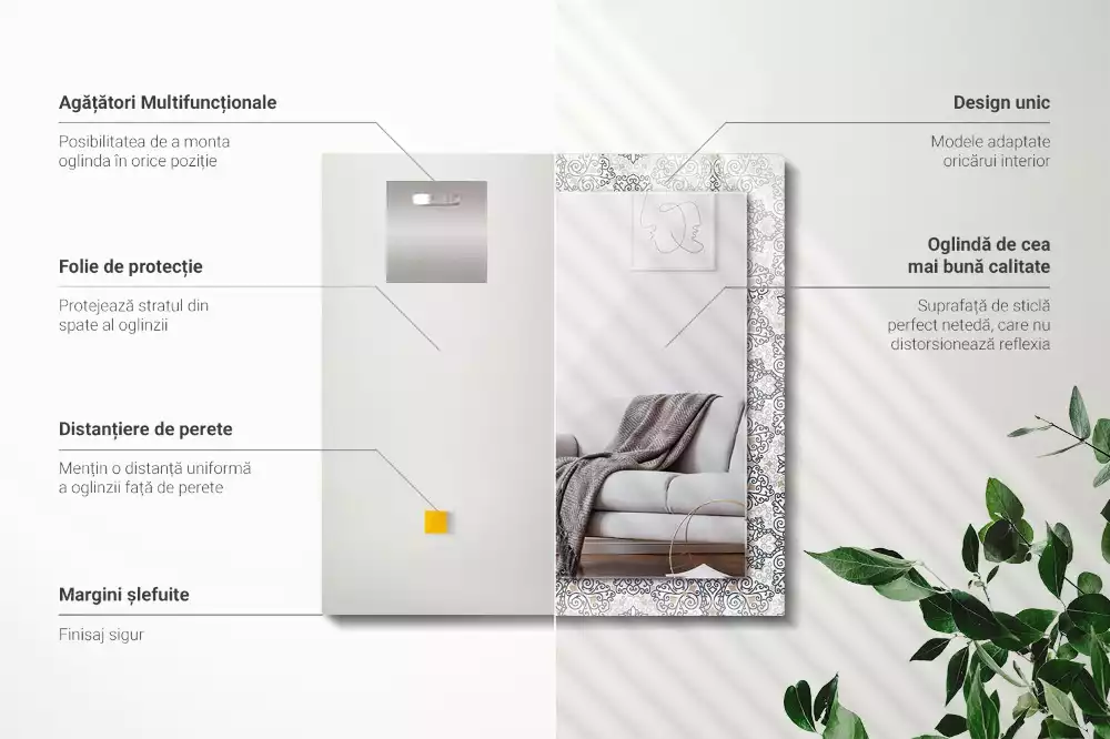 Rechthoekige spiegel met decoratie Ornamentpatroon