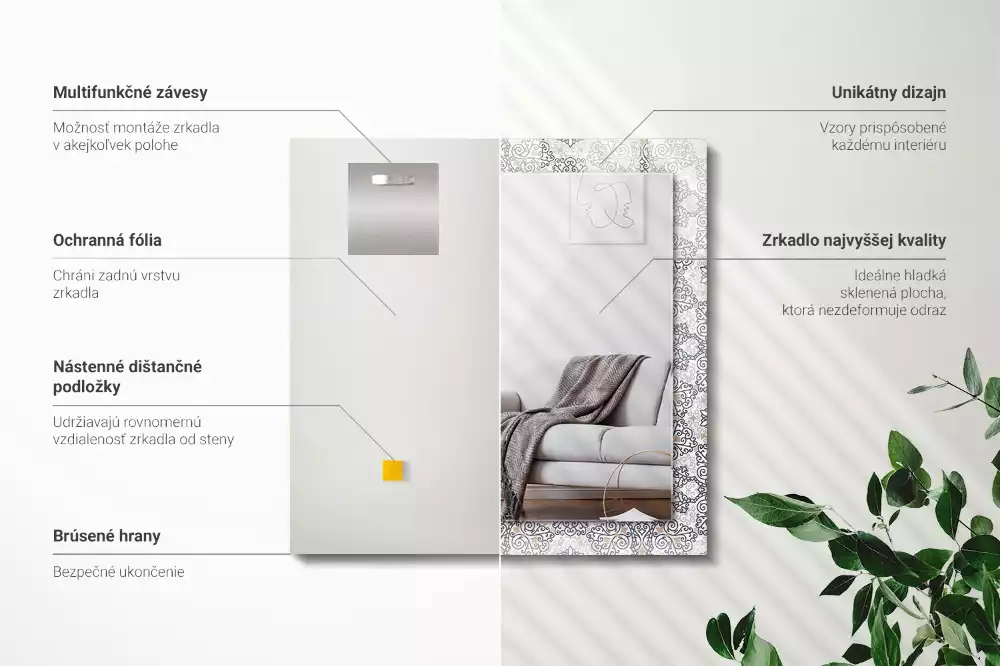 Rechthoekige spiegel met decoratie Ornamentpatroon