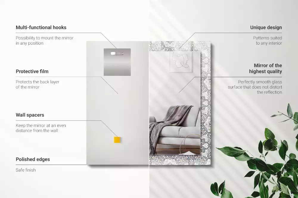 Rechthoekige spiegel met decoratie Ornamentpatroon