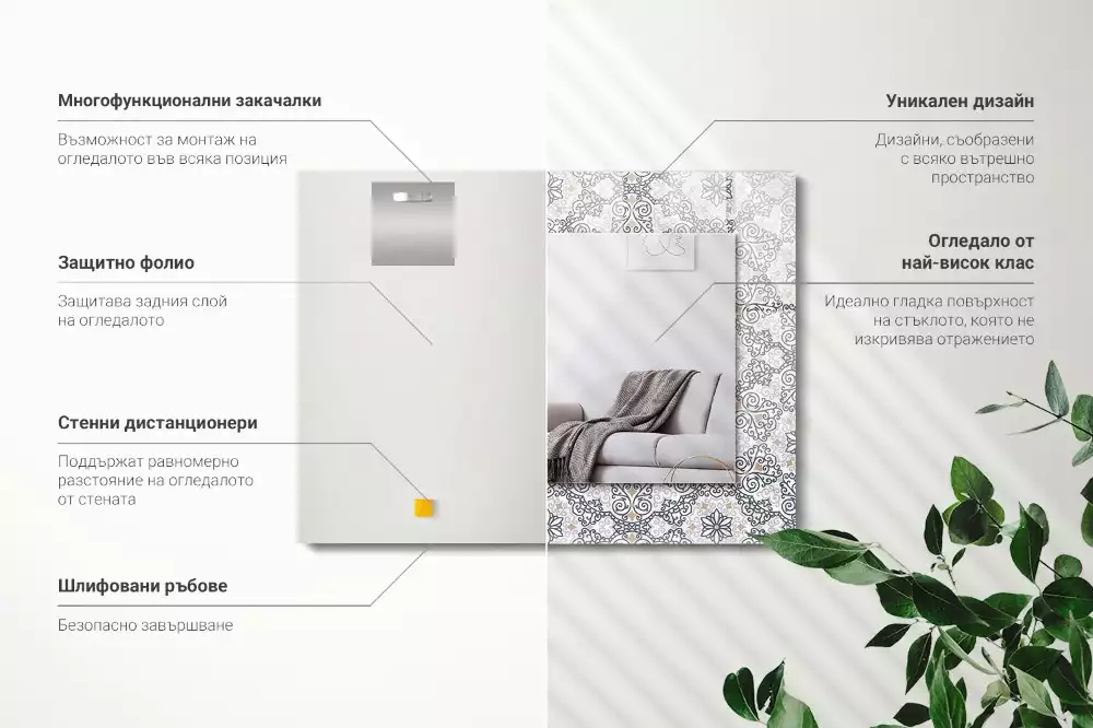 Rechthoekige spiegel met decoratie Ornamentpatroon