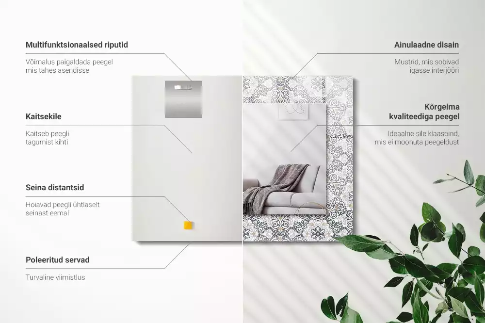 Rechthoekige spiegel met decoratie Ornamentpatroon