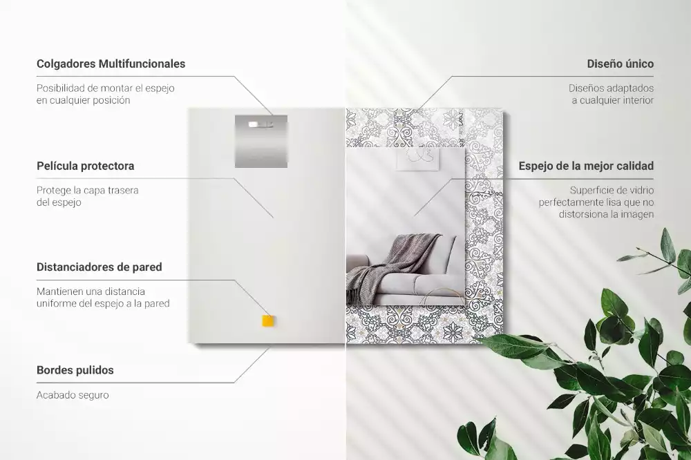 Rechthoekige spiegel met decoratie Ornamentpatroon