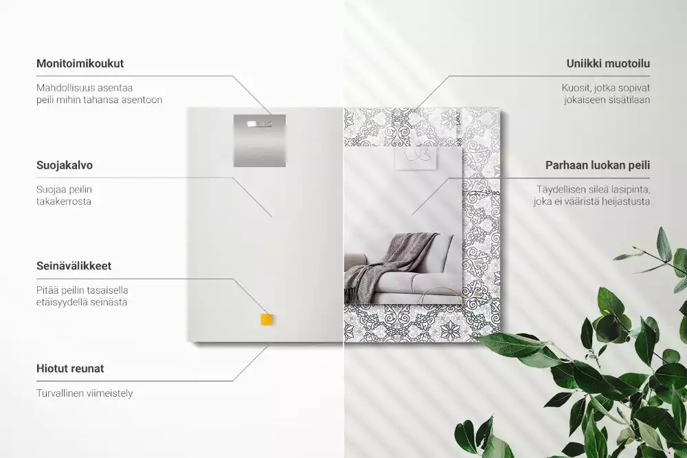 Rechthoekige spiegel met decoratie Ornamentpatroon