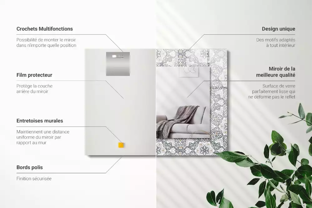 Rechthoekige spiegel met decoratie Ornamentpatroon