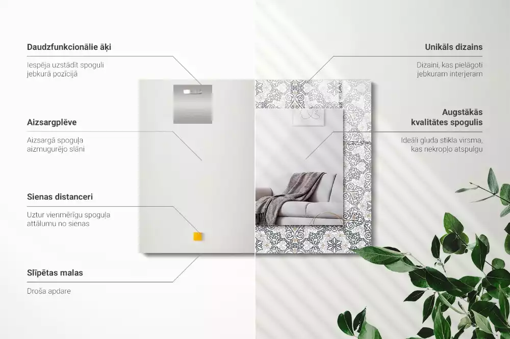 Rechthoekige spiegel met decoratie Ornamentpatroon