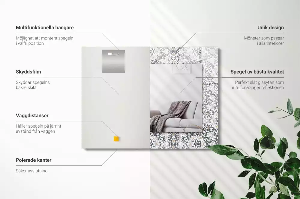 Rechthoekige spiegel met decoratie Ornamentpatroon