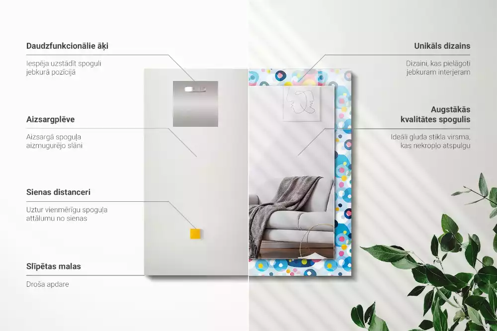 Bedrukte rechthoekige spiegel Kleurrijke abstracte patronen