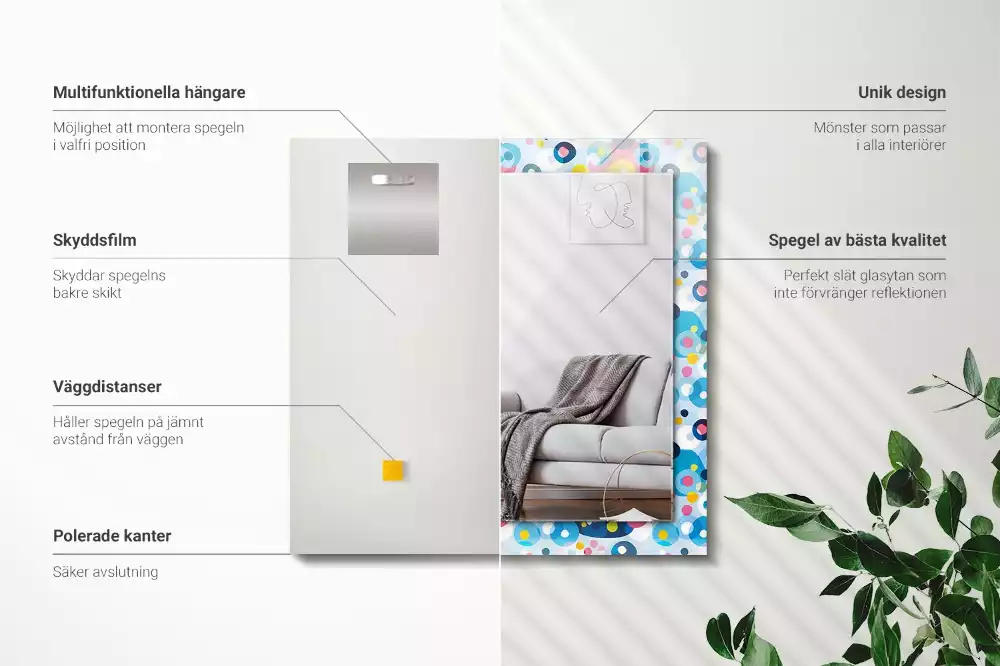 Bedrukte rechthoekige spiegel Kleurrijke abstracte patronen