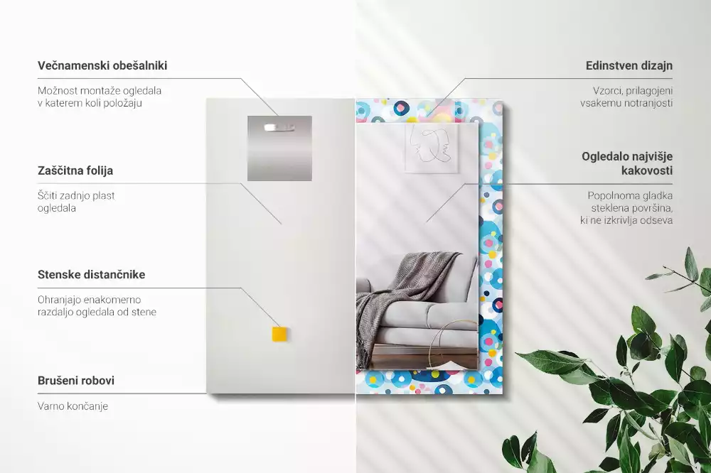 Bedrukte rechthoekige spiegel Kleurrijke abstracte patronen