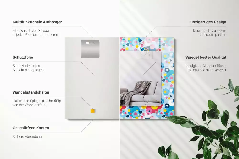 Bedrukte rechthoekige spiegel Kleurrijke abstracte patronen