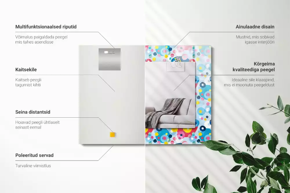 Bedrukte rechthoekige spiegel Kleurrijke abstracte patronen