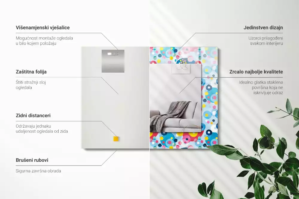 Bedrukte rechthoekige spiegel Kleurrijke abstracte patronen