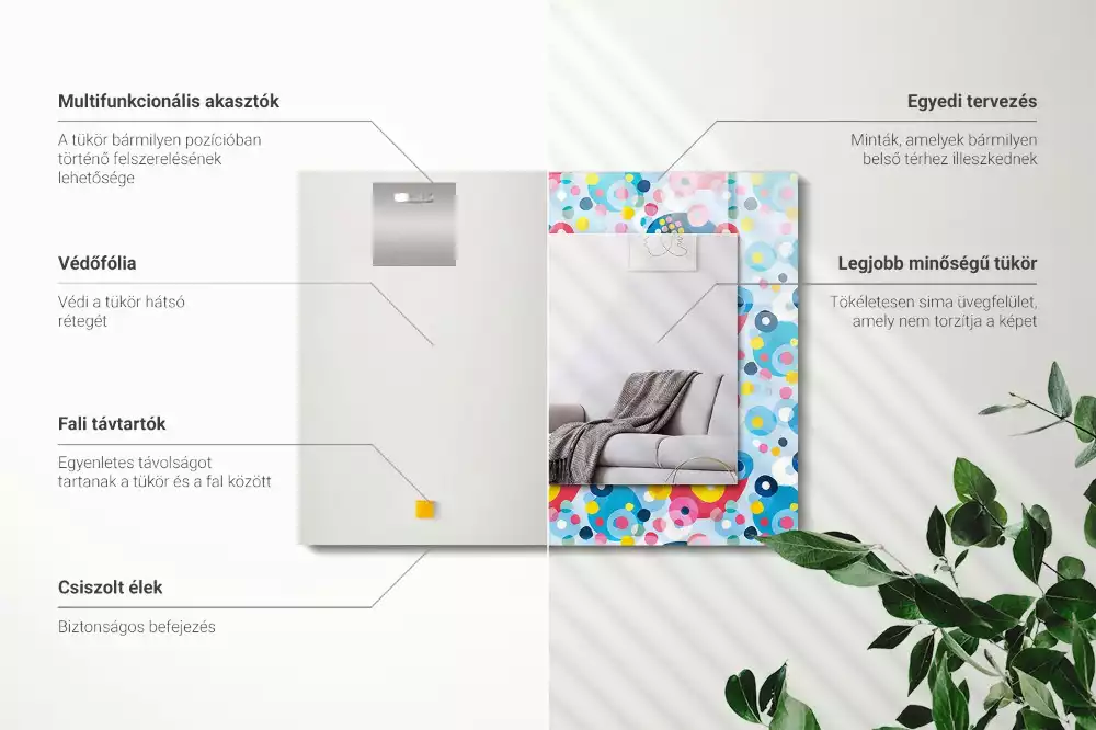 Bedrukte rechthoekige spiegel Kleurrijke abstracte patronen