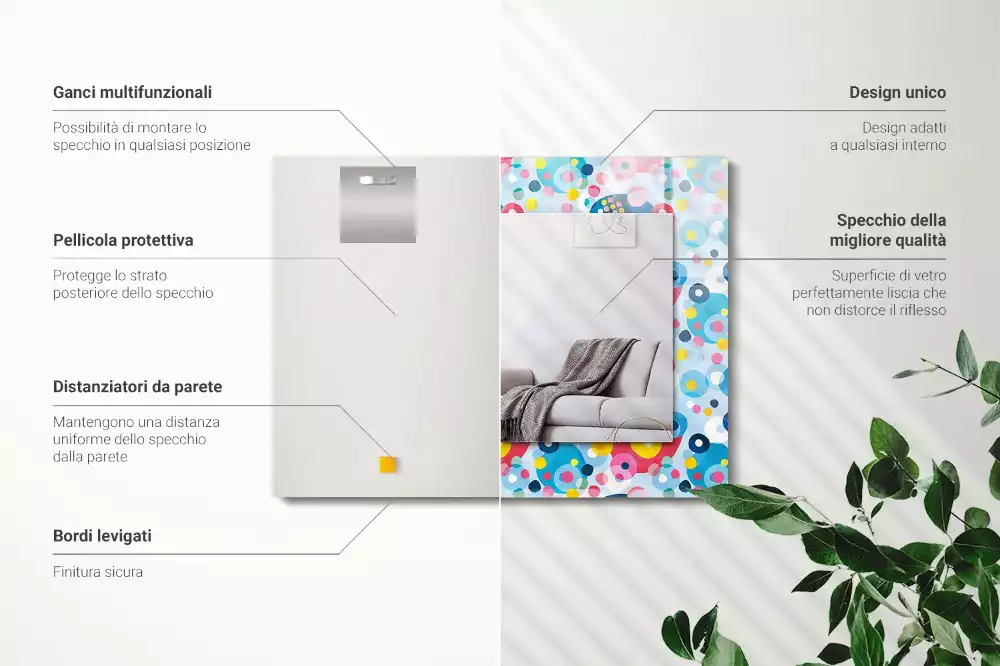 Bedrukte rechthoekige spiegel Kleurrijke abstracte patronen