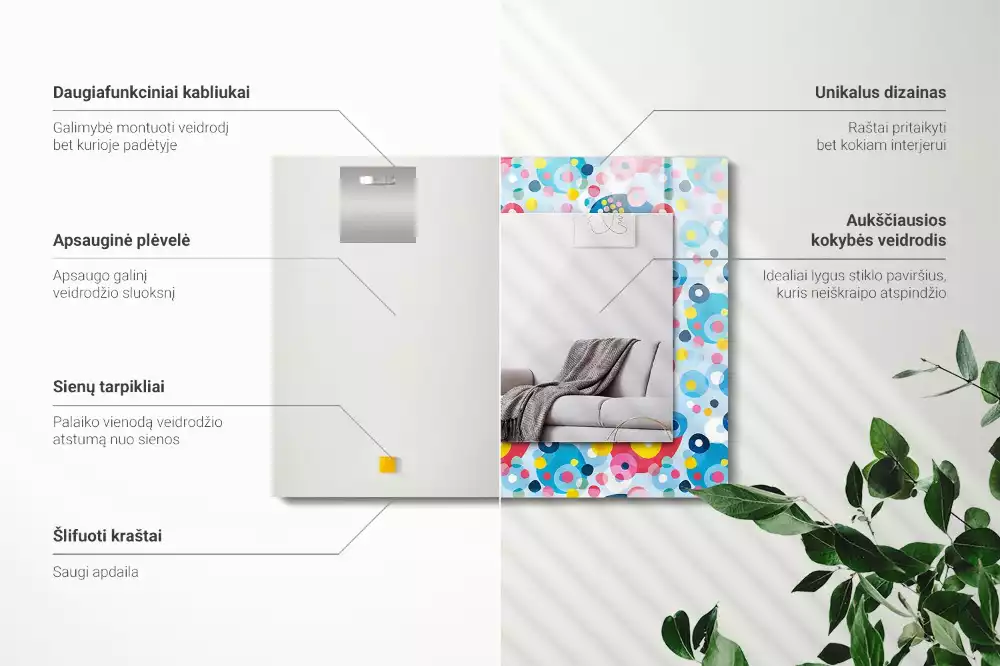 Bedrukte rechthoekige spiegel Kleurrijke abstracte patronen