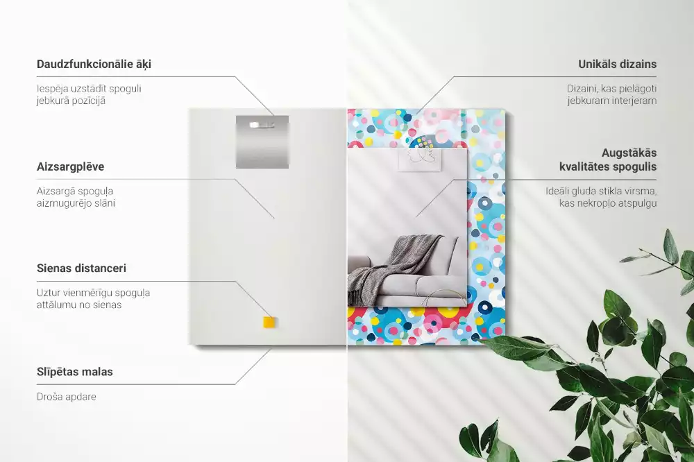 Bedrukte rechthoekige spiegel Kleurrijke abstracte patronen