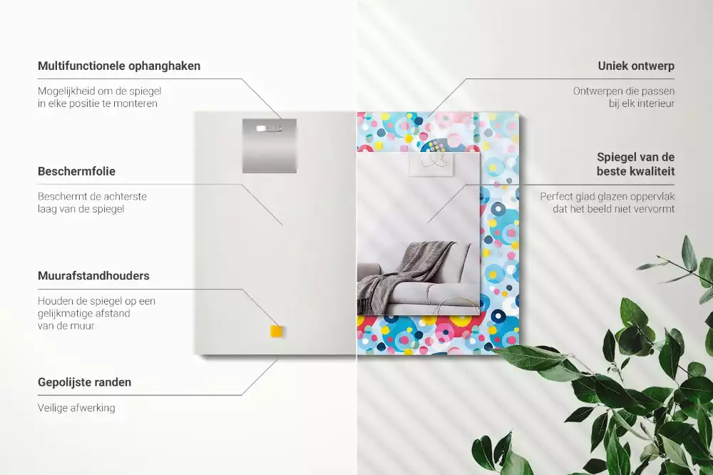 Bedrukte rechthoekige spiegel Kleurrijke abstracte patronen