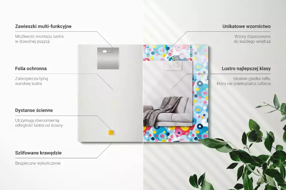 Bedrukte rechthoekige spiegel Kleurrijke abstracte patronen