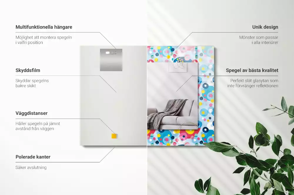 Bedrukte rechthoekige spiegel Kleurrijke abstracte patronen