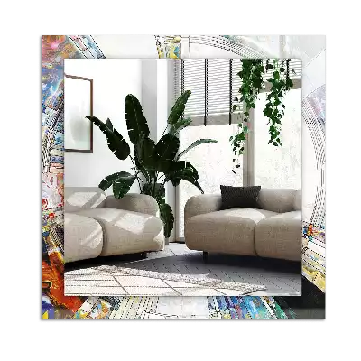 Rechthoekige spiegel met bedrukte lijst Abstract mozaïek van cirkels