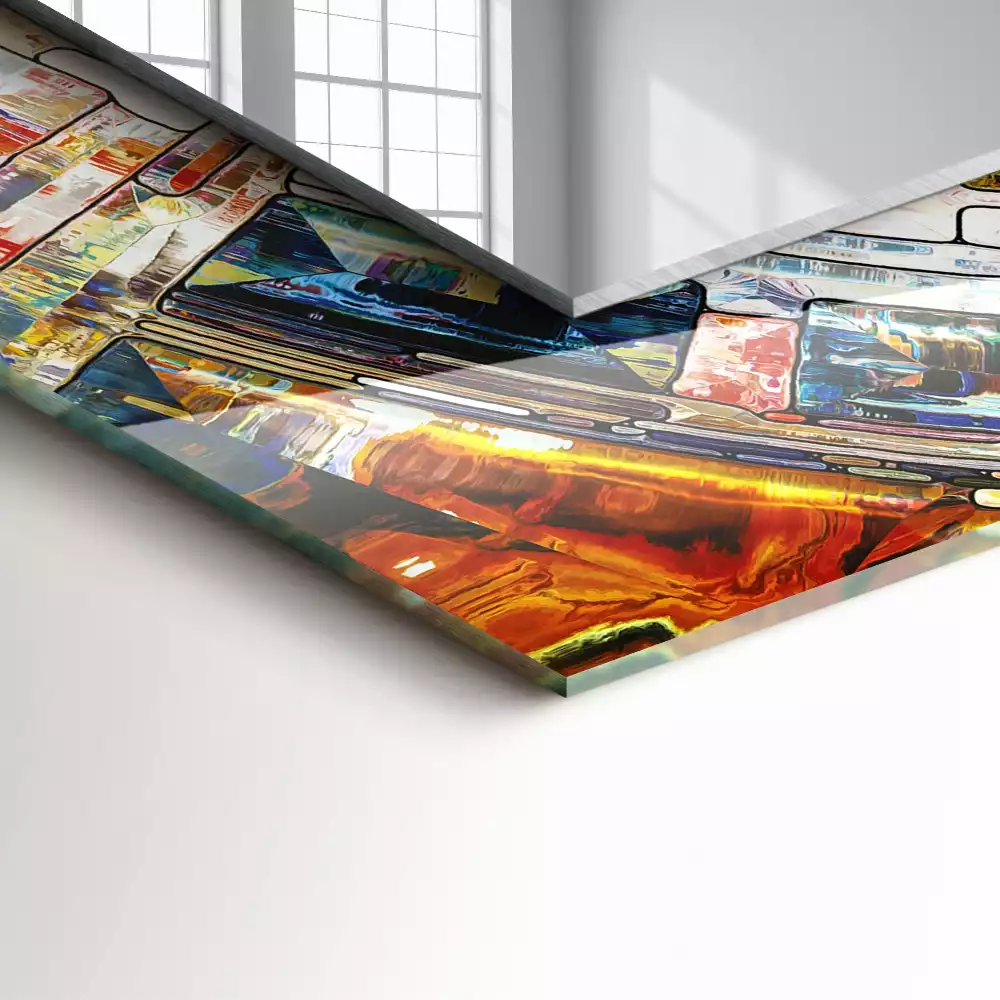 Rechthoekige spiegel met bedrukte lijst Abstract mozaïek van cirkels