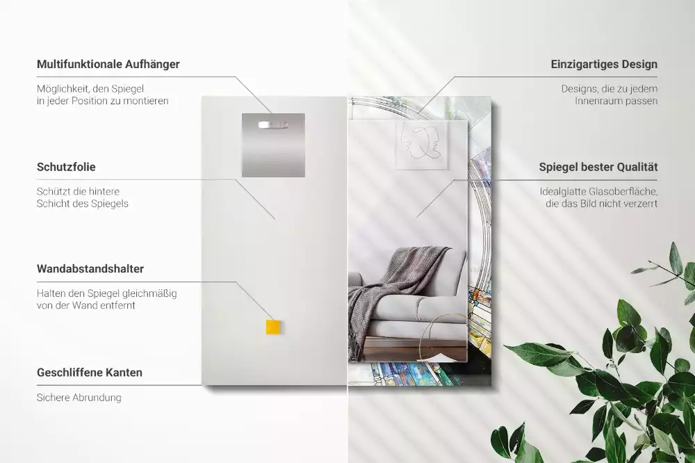 Rechthoekige spiegel met bedrukte lijst Abstract mozaïek van cirkels