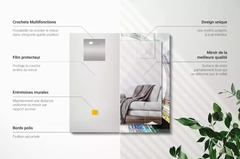 Rechthoekige spiegel met bedrukte lijst Abstract mozaïek van cirkels