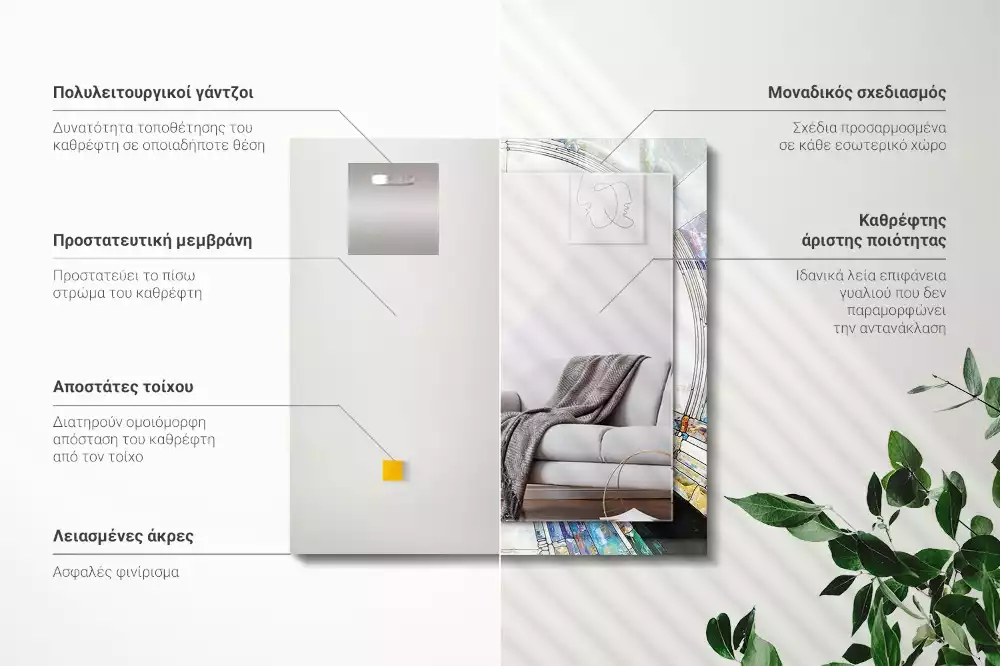 Rechthoekige spiegel met bedrukte lijst Abstract mozaïek van cirkels